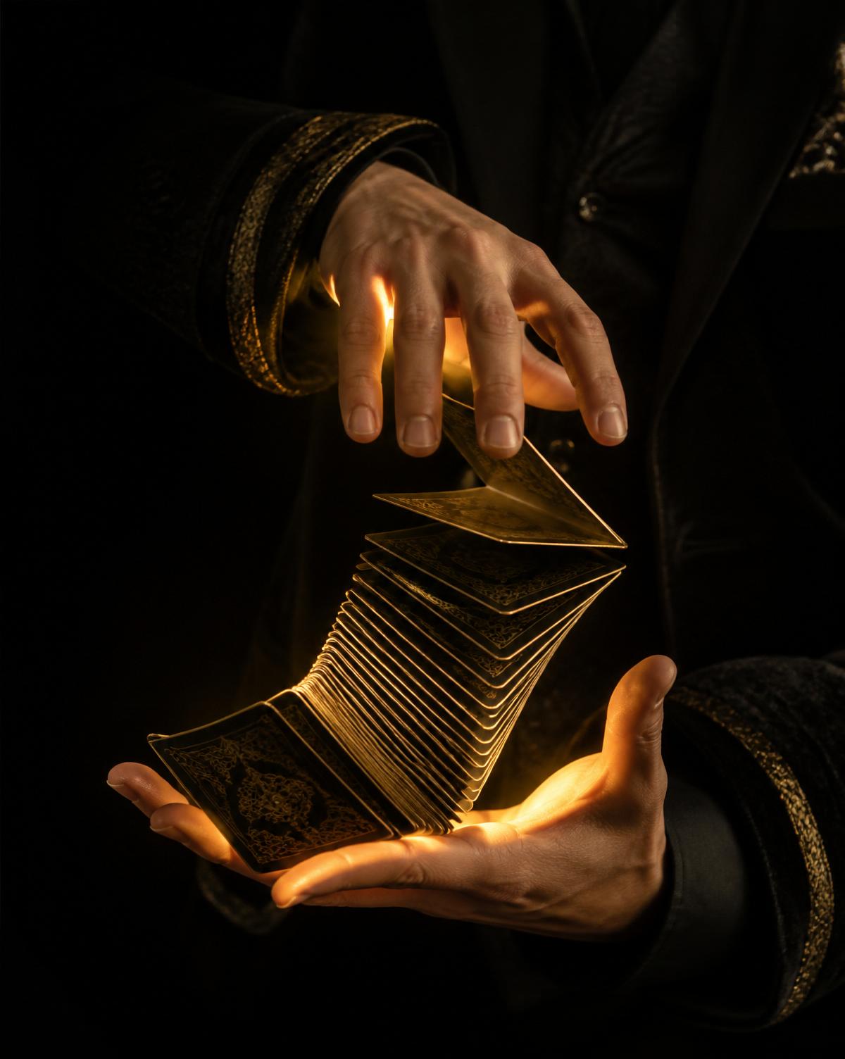 The Card Sage performing a card flourish